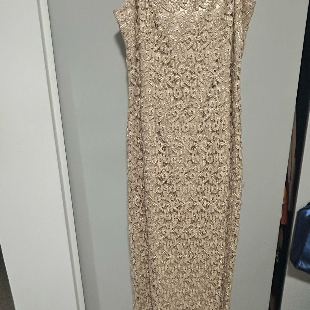 Elegant Lace Sleeveless Dress - Tan